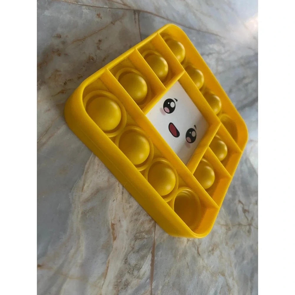 Yellow‎ Square Pop Fidget Toy Kawaii Smiling Face Sensory Stress Relief 4x4